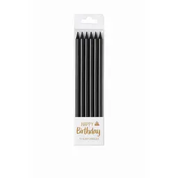 Набір свічок для торта 12 шт чорний, тонкі святкові свічки slim candles для дня народження, декоративні свічки для прикрашання