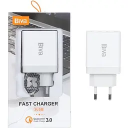 Зарядний пристрій BIVA HC-13 30W 3USB Wall Charger White - мініатюра 2