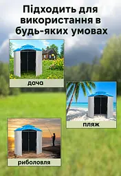 Парасоля-намет для риболовлі синій 2.1 м із боковою стінкою, чохлом і штирями (49675863) - мініатюра 2