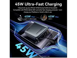 Зовнішній акумулятор (Power Bank) Vention 20000mAh 45W Mini with Built-in USB-C Gray (FHGH0) - мініатюра 6