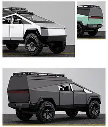 Колекційна металева модель електричного пікапа АвтоЕксперт Tesla Cybertruck Camping з інерцією, світлом та звуком 1:24 - мініатюра 6