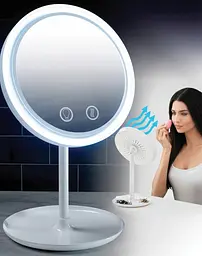 Настільне косметичне дзеркало з LED підсвічуванням та вентилятором Beauty Breeze Mirror білий - мініатюра 2