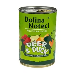 Вологий корм для собак Dolina Noteci Superfood з м'ясом оленя та качки, 400 г