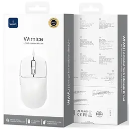 Миша дротова WIWU WM111 Wired Mouse White - мініатюра 2