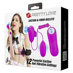 Вібратор з вакуумним стимулятором клітора Pretty Love Suction Vibro Bullets рожевий - мініатюра 10