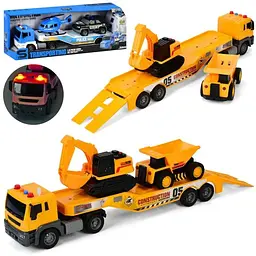 Трейлер JS237-7-11 інерція, 1:16, 45см, звук, світло, транспорт 2шт (1в-будтехніка 2шт, 2в-машина