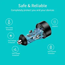 Автомобільний зарядний пристрій Choetech С0054BK 2xUSB-C, 40 Вт, PD - мініатюра 5