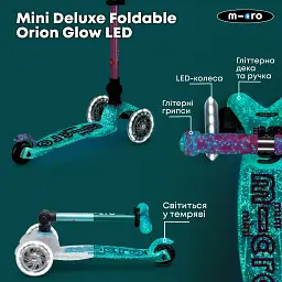 Самокат Micro Mini Deluxe складний серії Foldable Orion Glow LED" Рожевий" (MMD373) - мініатюра 8