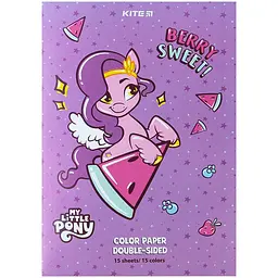 Папір кольор. А4 двостор. 15арк./ 15кольор. Little Pony №LP24-250/Kite