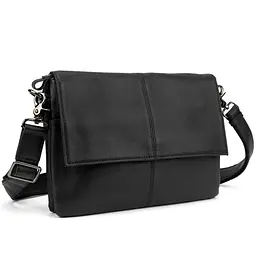Шкіряна сумка через плече горизонтальна тонка Tiding Bag 82298A чорна