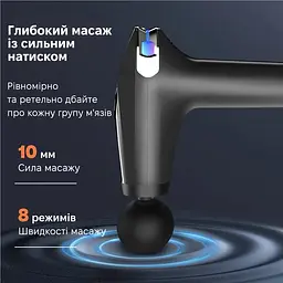 Масажер для мʼязів акумуляторний Inspire HB-005 перкусійний з 4 насадками USB-зарядка потужність 30 Вт - мініатюра 5
