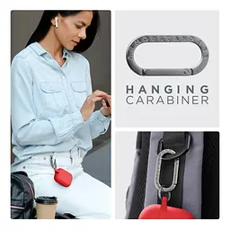 Силіконовий чохол для навушників Apple AirPods Pro 3, Hang Case, червоний, ультратонкий захисний кейс товщиною 2 мм, захист від подряпин, пилу та ударів, компактний, з карабіном для кріплення, ArmorStandart (ARM88282) - мініатюра 6