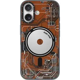 Чохол YoungKit Futuristic Circuit Board with Magnetic Ring для Apple iPhone 17 Orange [168259]