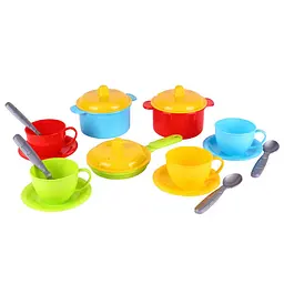 Дитячий набір посуду "Маринка 1" ТехноК 0687TXK(Multicolor), 15 предметів