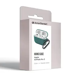 Силіконовий чохол для навушників Apple AirPods Pro 3, Hang Case, зелений, ультратонкий захисний кейс товщиною 2 мм, захист від подряпин, пилу та ударів, компактний, з карабіном для кріплення, ArmorStandart (ARM88279) - мініатюра 8