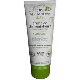 Крем-лінімент під підгузок Alphanova bébé Bio 4 в 1 очищення, зволоження, масаж органічний 200 мл