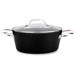 Каструля зі скляною кришкою антипригарна Maestro MR-4428 28 см 5.8л Gleblon C2 алюміній