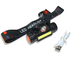 Ліхтарик налобний світлодіодний акумуляторний з магнітом USB 8.5х4 см, Yu Xin 85451 - мініатюра 2