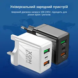 Зарядний пристрій XON PowerCharge 45W (PD25) USB Type-C (PCWA045025A2С1B 6075) Чорний - мініатюра 3