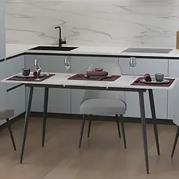 Стіл кухонний розкладний Данді на конусних ногах Ferrum-decor 75x120(160)x60 Чорний метал ДСП Бетон 16 мм (FRD-106769)