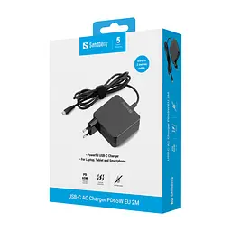 Зарядное устройство для Sandberg USB-C 65W GaN строительная техника USB-C 2.0m black (135-79) - миниатюра 2