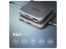 Мультипортовий адаптер AXAGON SuperSpeed 5in1 Grey (HMC-5HL) - мініатюра 5