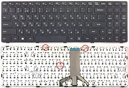 Клавіатура для ноутбуків Lenovo IdeaPad 100-15IBD Series чорна з чорною рамкою UA/RU/US High