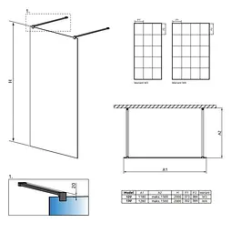 Душова перегородка Radaway Modo X Black I Factory 130 см 388334-54-57 - мініатюра 2