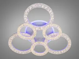 Люстра стельова LED Diasha 2203/3+3WH, 110W, 3200K-6500K, білий метал, акрил, сучасний стиль для дому - мініатюра 2