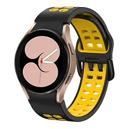 Ремінець для Samsung Galaxy Watch 5 - чорно-жовтий ширина кріплення 20мм силікон перфорація розмір L Watchbands Galaxy Sport (WB00S4GALAXYSPORT45) - мініатюра 2