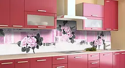 Кухонний фартух Троянди Геометрія вінілова для кухні 65х250 см Абстракція Рожевий Happy Pocket Z184836 - мініатюра 3