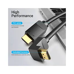 Кабель мультимедійний HDMI M to HDMI M 3.0m 4K60Hz 90° corner black Vention (AAQBI) - мініатюра 9