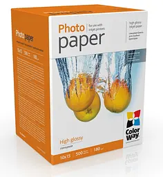 Фотопапір ColorWay, глянсовий, A6 (10x15), 180 г/м², 500 арк (PG1805004R)
