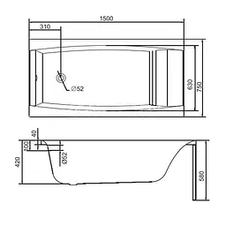 Ванна акрилова Cersanit Virgo 150x75 з ніжками S301-048 - мініатюра 7