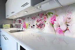 Кухонний фартух Квіткові букети наклейка ПВХ троянди квіти солодощі Рожевий 60х200 см Happy Pocket Z180560