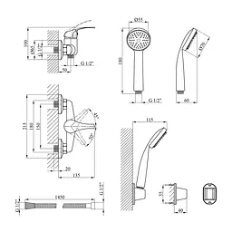 Змішувач для душу Agua Leon-C050 CV012076 Хром - мініатюра 2