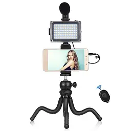 Комплект блогера Puluz PKT3094B 4в1 (світло, кріплення, тримач для телефону, мікрофон)