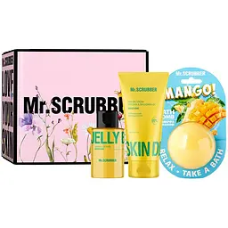 Подарунковий набір Sunny Mango Бомбочка для ванни Mango 200 г + Гель для душу Jelly Bubbles Mango King 100 мл + Зволожувальний крем-гель для тіла Skin Delights Mango King 150 мл