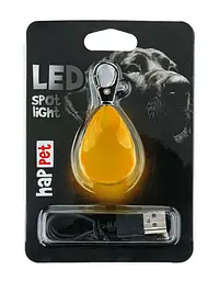 Світлодіодний LED-маячок Happet «Діамант» з USB для собак та котів, помаранчевий (LE04)