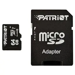 Карта пам'яті Patriot 64Gb microSDXC LX + SD-adapter (PSF64GMCSDXC10)