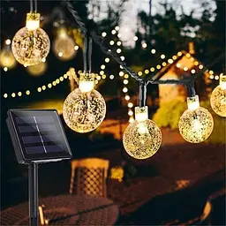 Вулична світлодіодна гірлянда Sun Lamp 7 м 50 LED на сонячній батареї "Кришталеві кулі" - мініатюра 10
