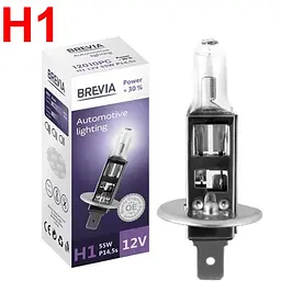 Автолампа галогенна Brevia +30% H1 12V 55W 1 шт (12010PC)