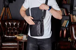 Месенджер із клапаном через плече 24х20х6, шкіряна барсетка Tiding Bag TD-20033 чорна 200 мм - мініатюра 9