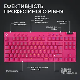 Клавiатура бездротова Logitech G PRO X TKL Lightspeed Magenta (920-012159) - мініатюра 5