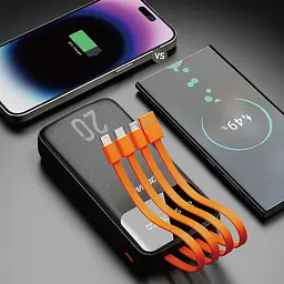 УМБ Dudao 20000mAh K6Pro+ 10W USB-A,USB-C In/Out,with USB-C/Lightning/MicroUSB/USB-A cables Black - мініатюра 3