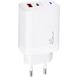 Зарядний пристрій XoKo 1xUSB-C PD45W + 1xUSB QC3.0 GaN white (XK-QC-450)