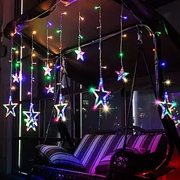 Новорічна світлодіодна гірлянда шторка дощ "Зірки" YS-84005 138 LED USB 2.5х2м (мультиколор) + пульт ДК, Yu Xin 82761 - мініатюра 7