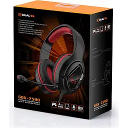 Ігрові навушники REAL-EL GDX-7590 Black/Red (EL124100050) [112557] - мініатюра 10