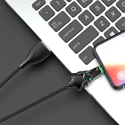 Кабель Aspor A197 Dragon Nylon LED USB – Type-C (2.4A/1м)- чорний - мініатюра 2