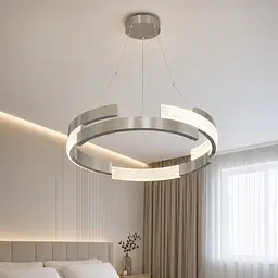 Срібляста підвісна LED люстра-кільце з прозорим декором Artlight 3684/85SN